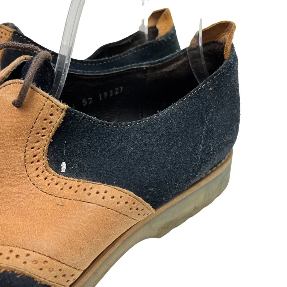 JD FISK Navy Blue Saddle Tan Genuine Leather Suede Dress  display picture 3